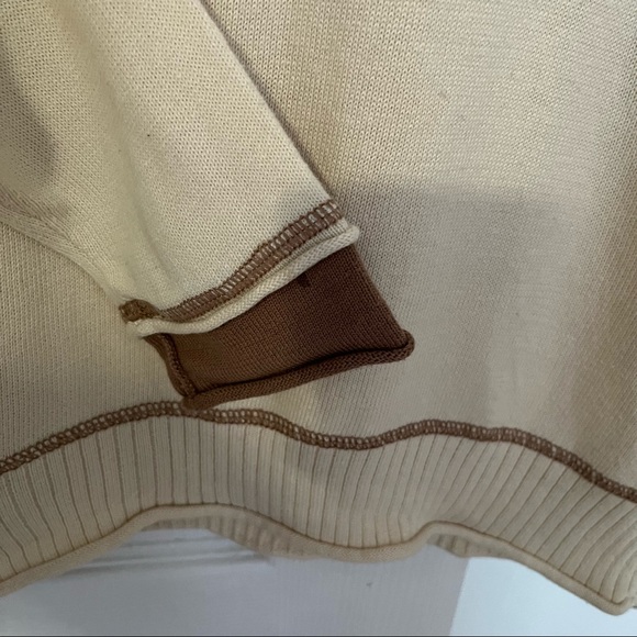 LEVI STRAUSS SIGNATURE BASIC CREWNECK SWEATER IN CREAM/ CHOCOLATE BROWN - Picture 4 of 7